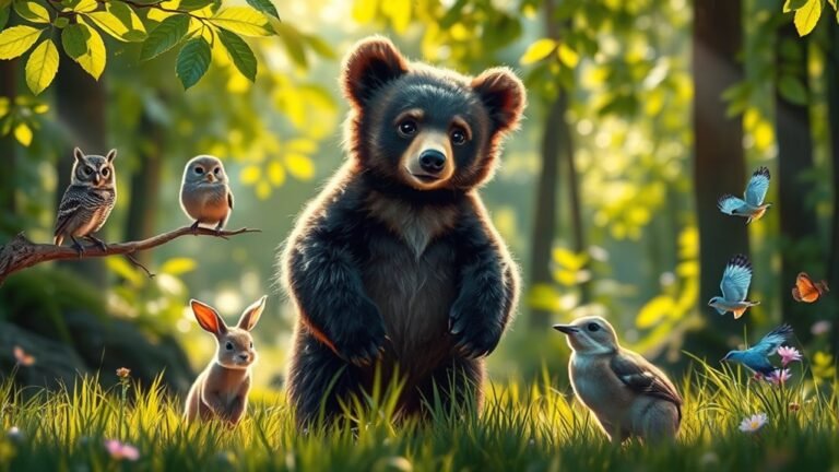 baby bear sees animals