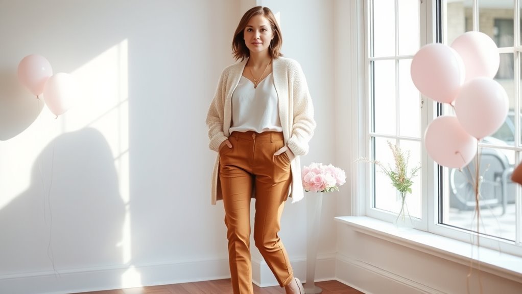 chic trousers cozy layers