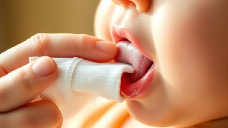 clean baby s tongue gently