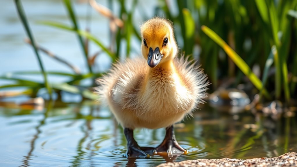 fluffy yellow down goslings