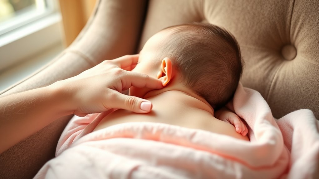 gently burp sleeping baby