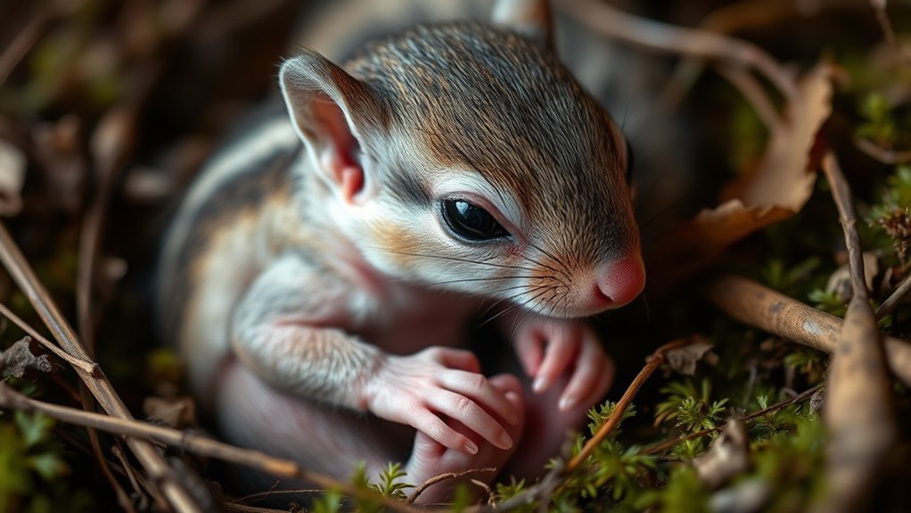 hairless pink fragile newborns