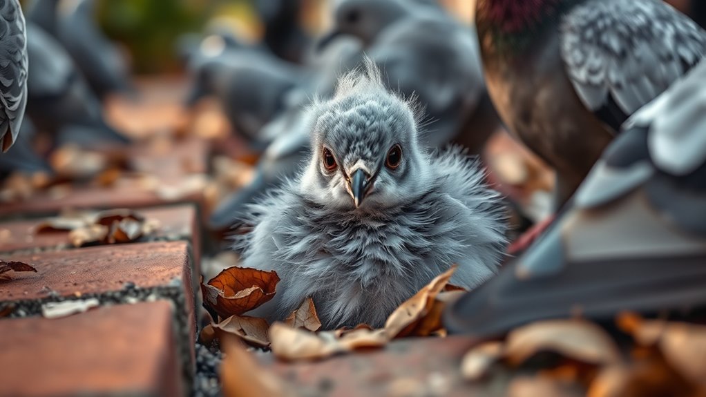 hidden baby pigeons squabs
