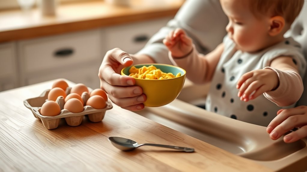 introduce eggs cautiously monitoring