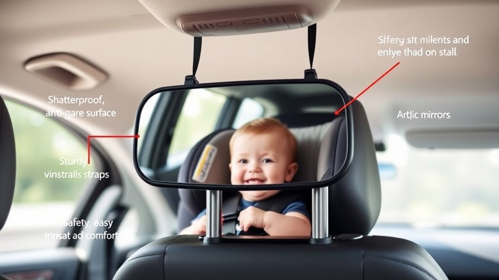 safe adjustable durable mirror